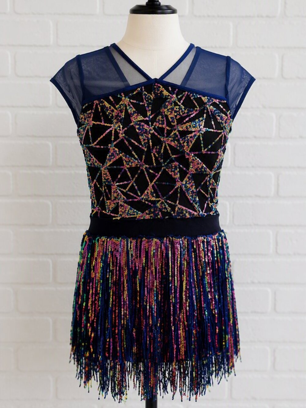 616 - Weissman Dance Costume | Iridescent Sequin Fringe Dress | Youth Size